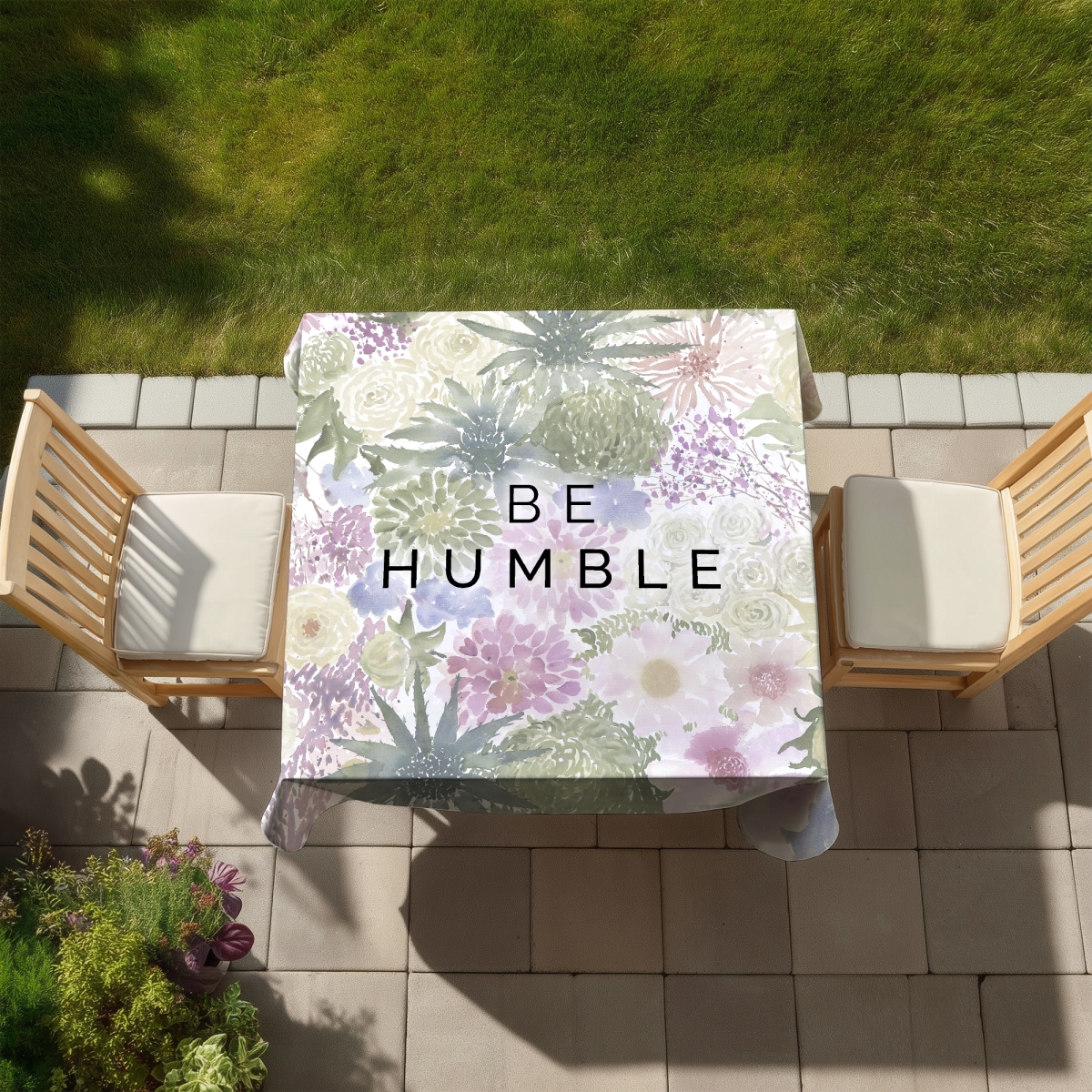 Picture of Begin Home Decor C1TC58588DO4KC 58 x 58 in. Be Humble Pink Botanical Tablecloth - Indoor & Outdoor Decor