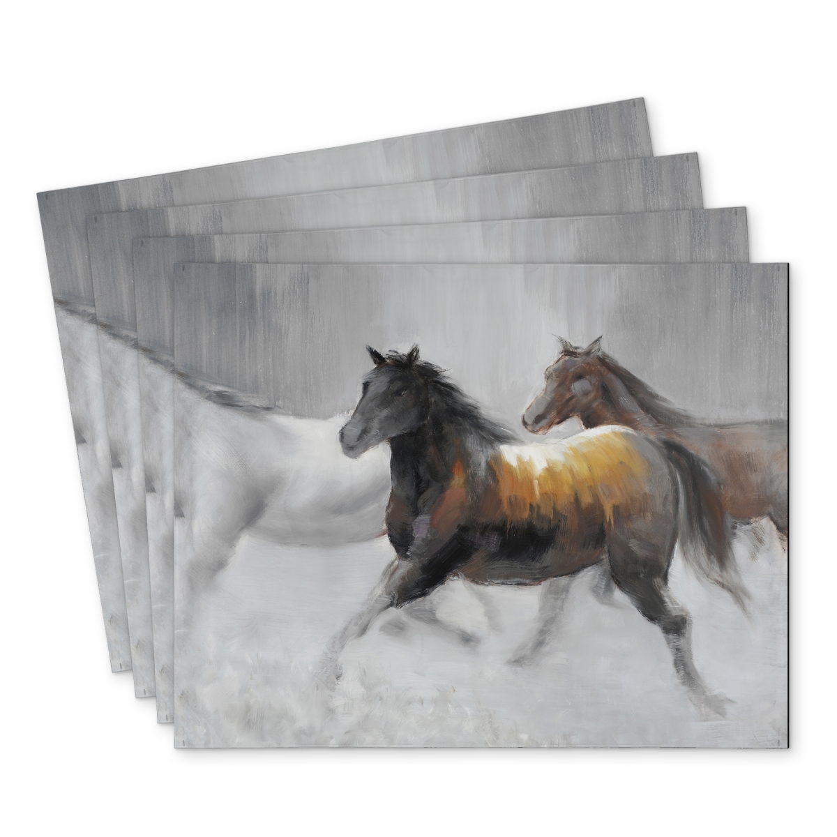 Picture of Begin Home Decor C4PP14180VA899 14 x 18 in. Herd of Wild Horses Polyester Placemat - Home Decor Accent - Set of 4