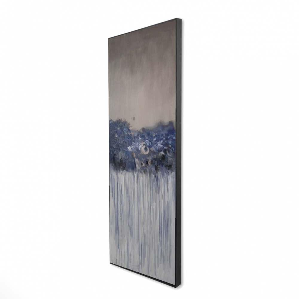 2081-4816-AB27-1 16 x 48 in. Bouquet of Blue Flowers Abstract Canvas - Home Decor Framed