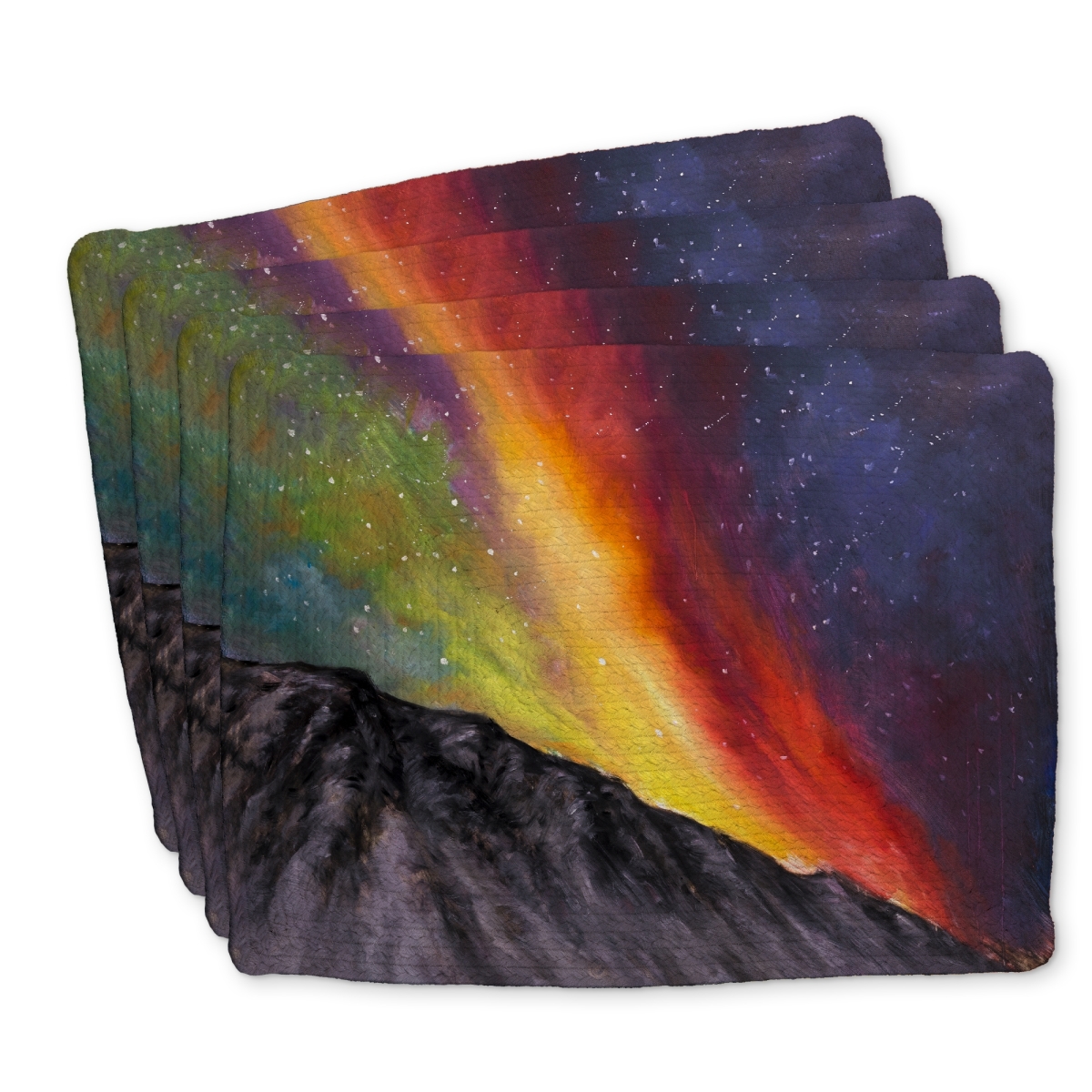 Picture of Begin Home Decor C4BP1418GW6I3C 14 x 18 in. Aurora Borealis in the Mountain Braided Polyester Placemat - Home Decor - Set of 4