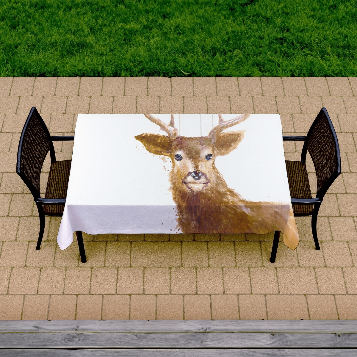 Picture of Begin Home Decor C1TCLRGEX4MKYW 58 x 102 in. Abstract Deer Tablecloth - Indoor & Outdoor Animal Bedroom Decor