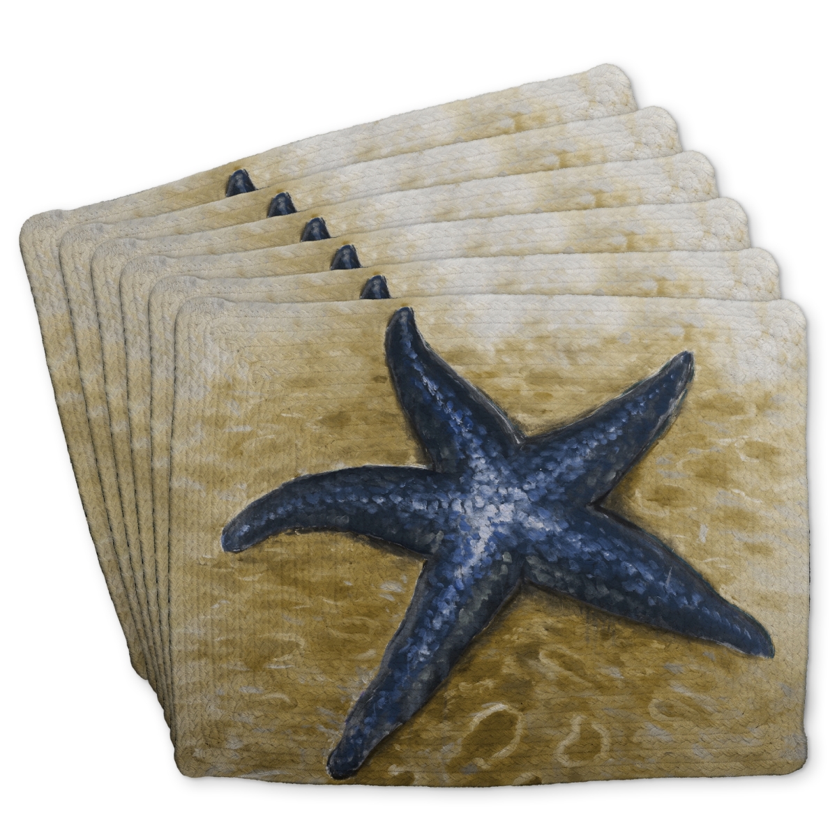 Picture of Begin Home Decor C6BP1418UFL33O 14 x 18 in. Beautiful Starfish Braided Polyester Placemat - Home Decor - Set of 6