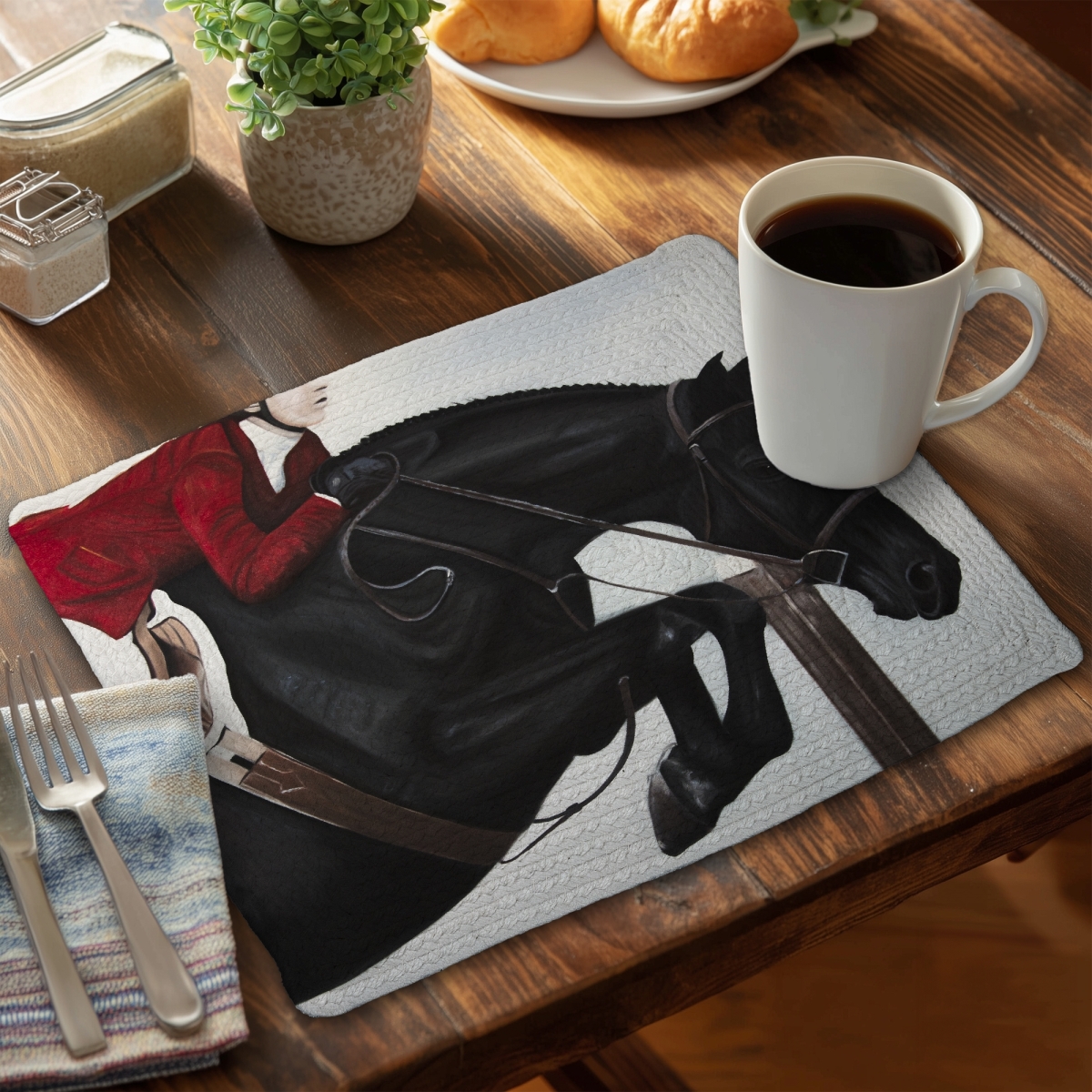 Picture of Begin Home Decor C4BP14181VNB1W 14 x 18 in. Riding Competition Braided Polyester Placemat - Home Decor - Set of 4