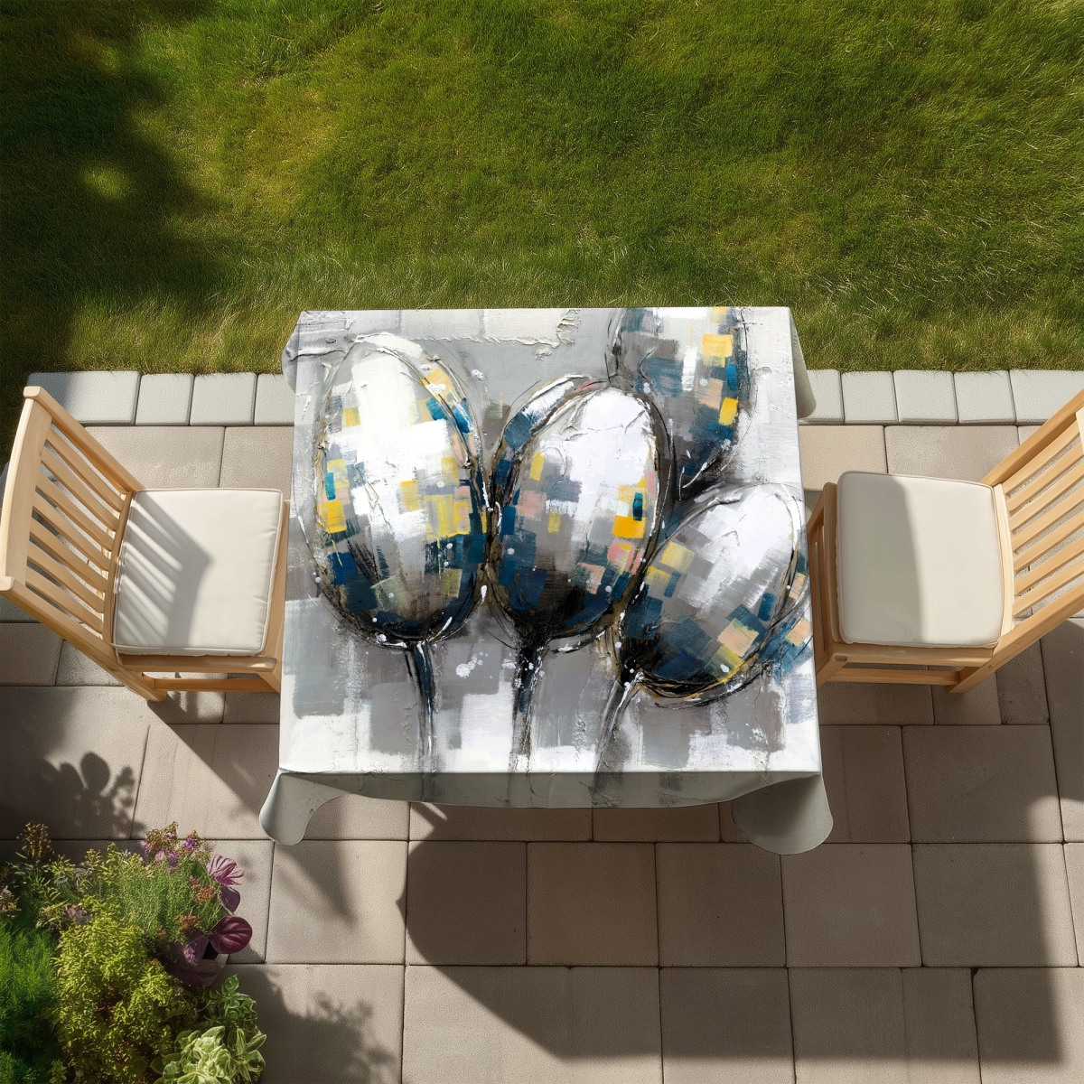 Picture of Begin Home Decor C1TC5858XYPHAG 58 x 58 in. Tulip Tablecloth - Indoor & Outdoor Floral Decor for Home