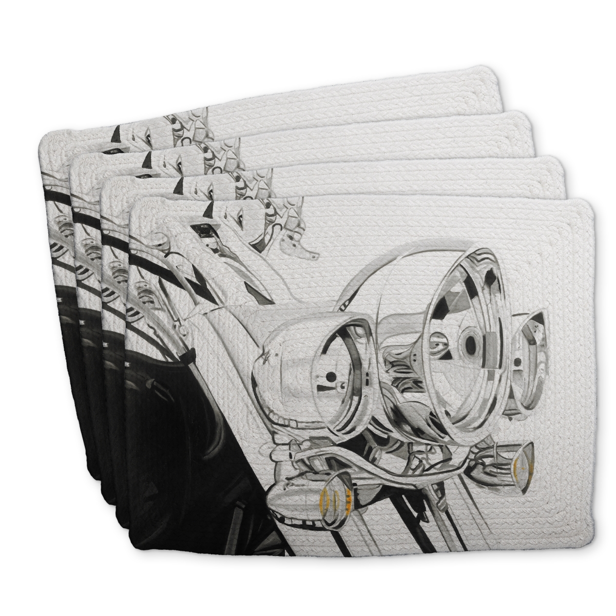 Picture of Begin Home Decor C4BP1418NYDYQF 14 x 18 in. Motorcycle Light - Braided Polyester Placemat for Home Decor - Set of 4