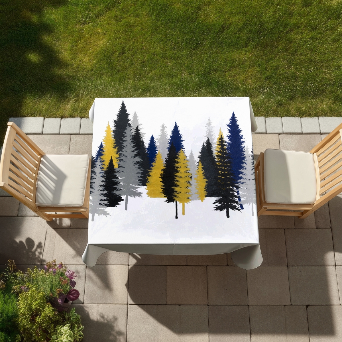 Picture of Begin Home Decor C1TC5858J9WBF3 58 x 58 in. Golden Fir Tablecloth - Indoor & Outdoor Home Decor Table Cover