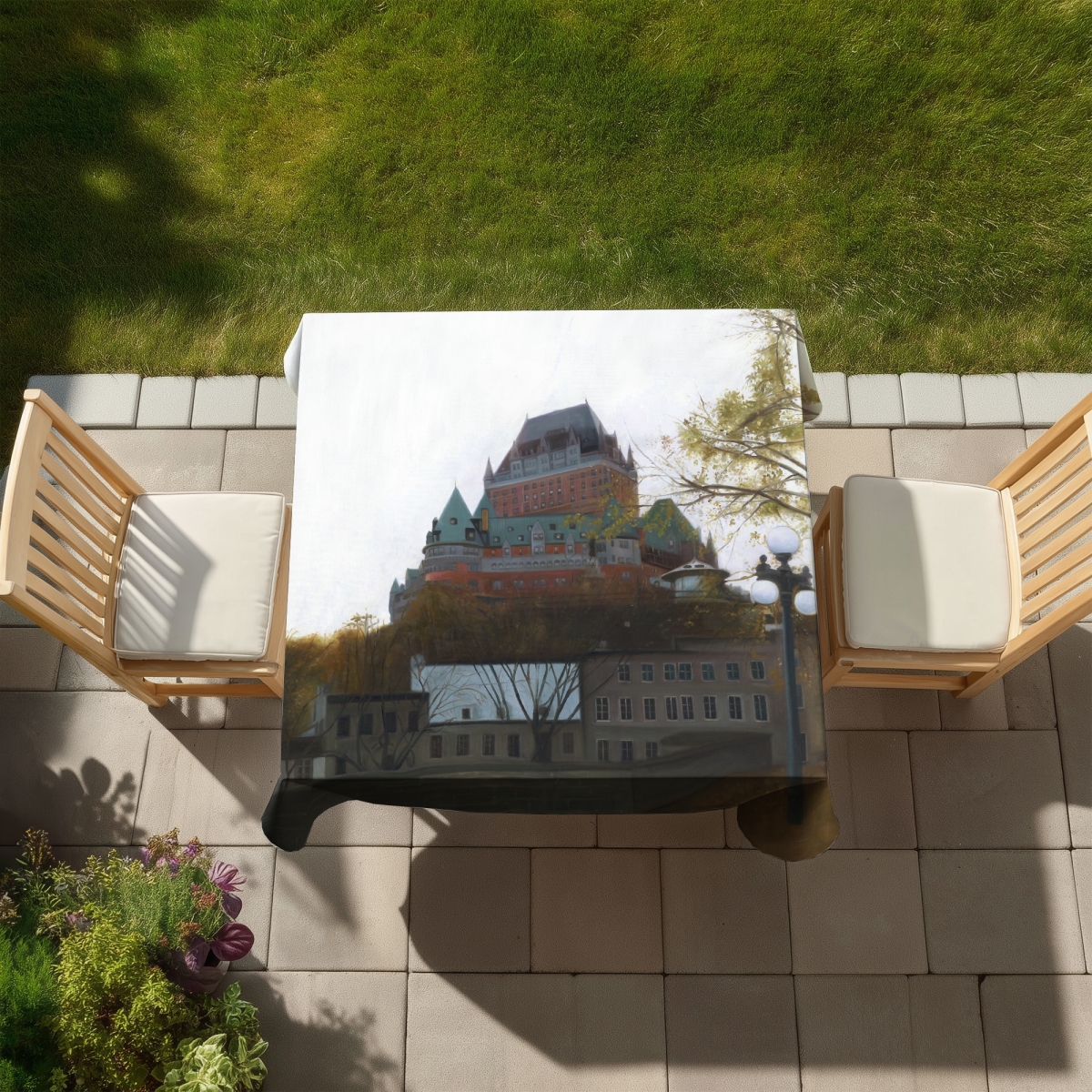 Picture of Begin Home Decor C1TC58581M6KH2 58 x 58 in. Le Chateau De Frontenac Tablecloth - Fall Decor for Home