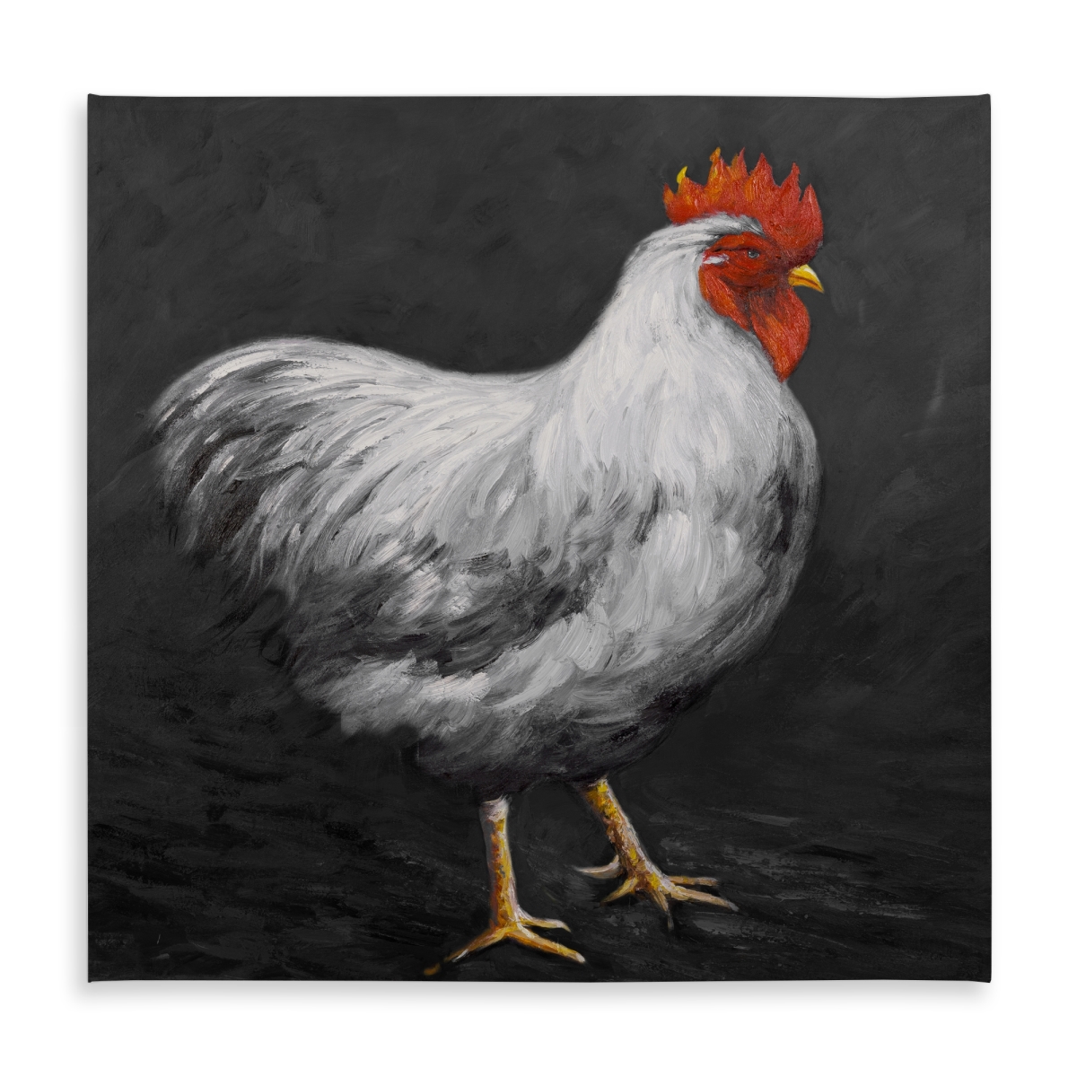 Picture of Begin Home Decor C1TC5858M8YF5B 58 x 58 in. Gray Rooster 2 Tablecloth - Rustic Farm Animals Decor