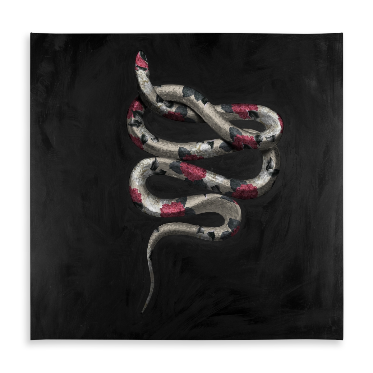 Picture of Begin Home Decor C1TC5858BO9T67 58 x 58 in. Snake Flowers Tablecloth - Leaves Animals Decor - Indoor & Outdoor