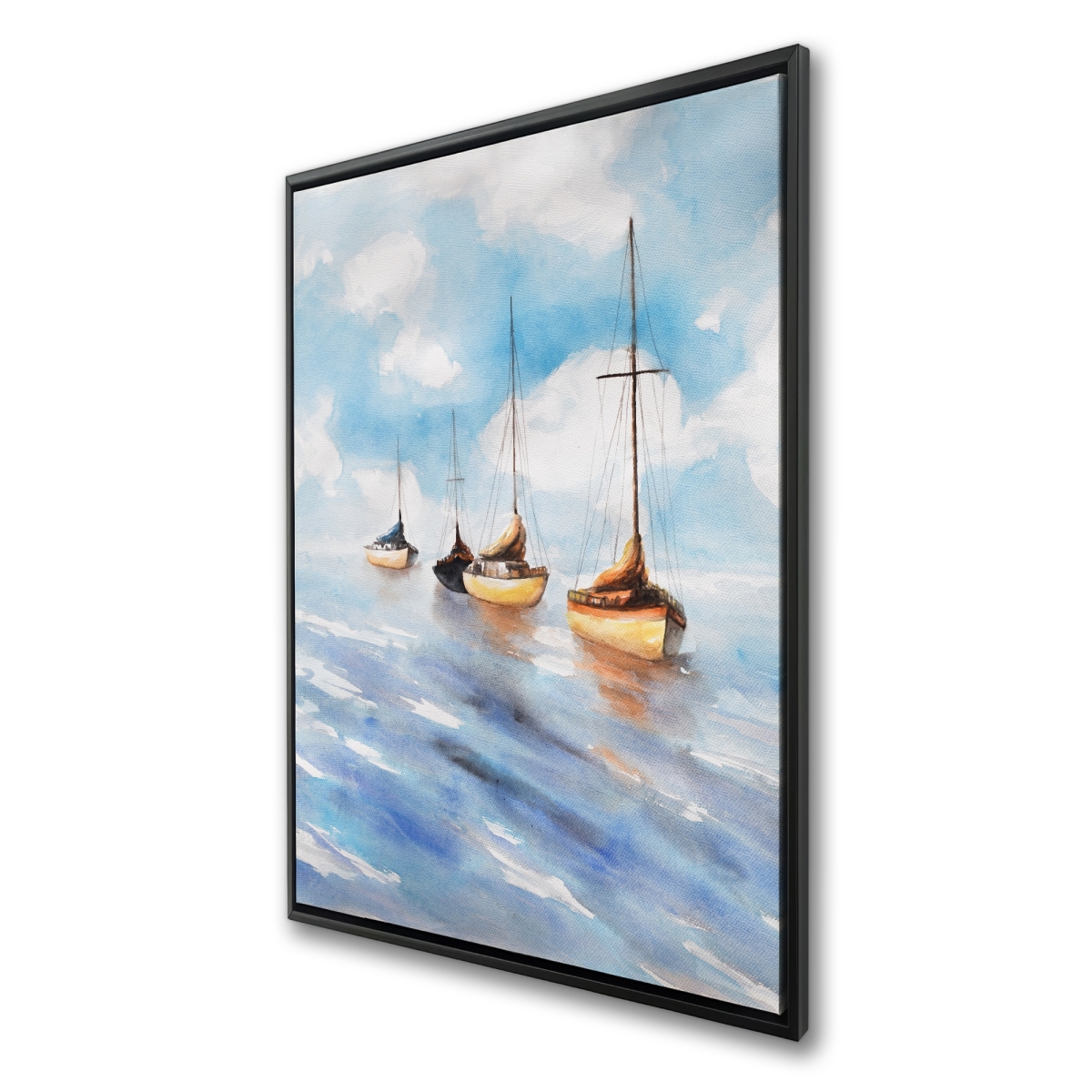 C1FC243610QPZ1 24 x 36 in. Sailboats in the Sea - Framed Canvas for Home Decor - Sea Office
