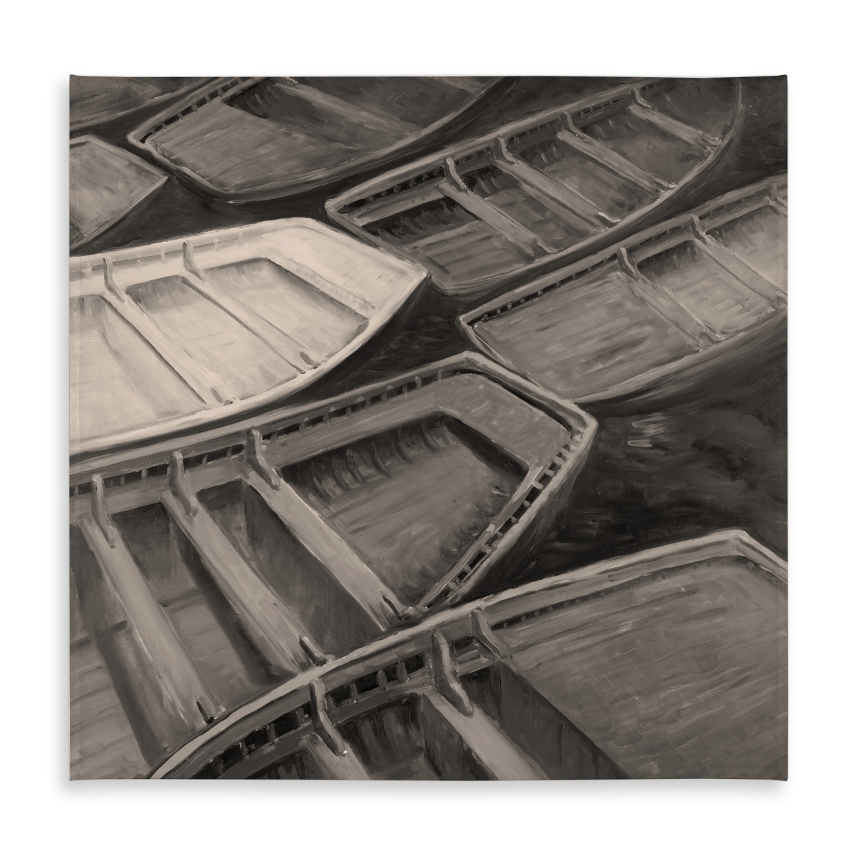 Picture of Begin Home Decor C1TC5858PNRIFB 58 x 58 in. Small Canoes Sepia Style Tablecloth - Brown Coastal Decor