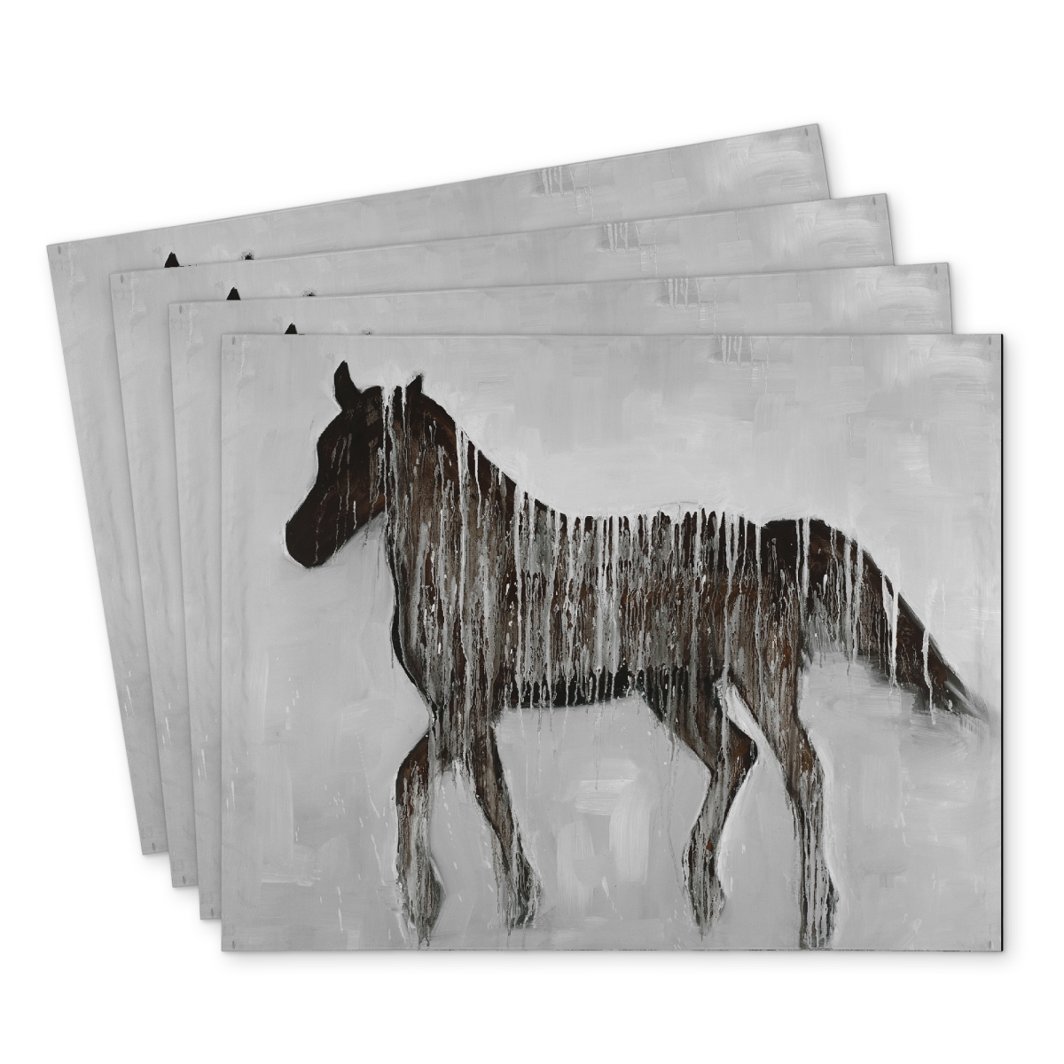 Picture of Begin Home Decor C4PP14181VPF2Q 14 x 18 in. Gambading Abstract Horse Polyester Placemat - Home Decor - Set of 4