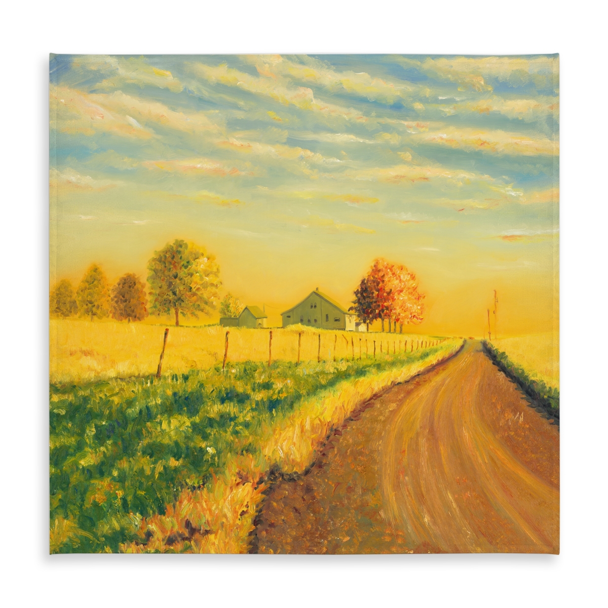 Picture of Begin Home Decor C1TC5858Z6NCG8 58 x 58 in. In the Countryside Landscapes Yellow Rustic Tablecloth