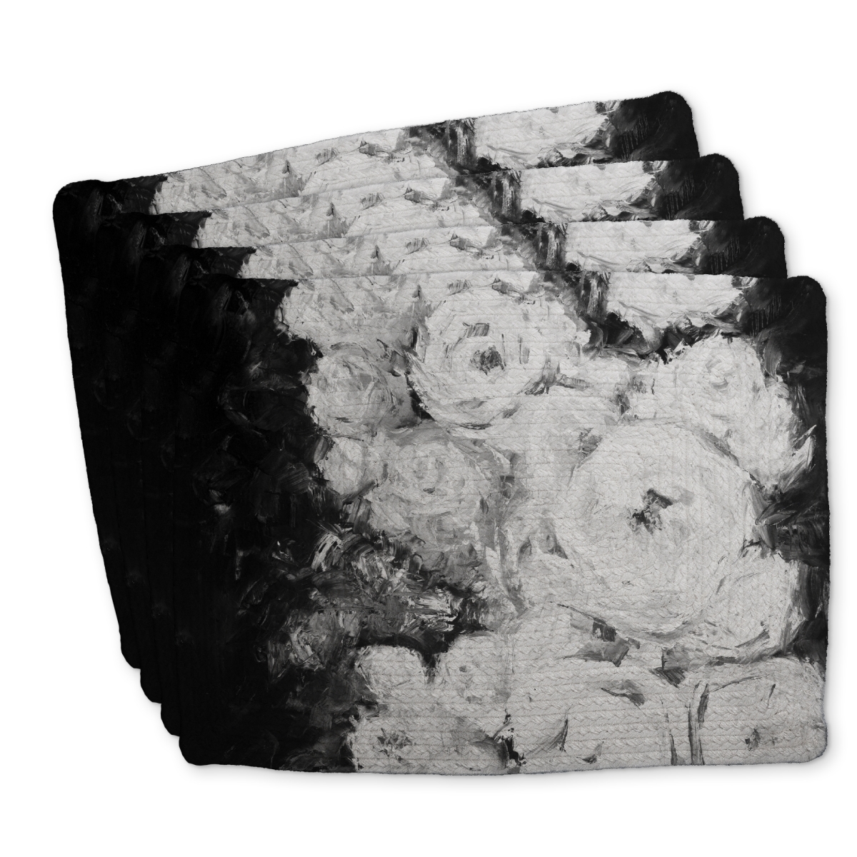 Picture of Begin Home Decor C4BP1418ZYLSXW 14 x 18 in. Monochrome Rose Garden Braided Polyester Placemat - Home Decor - Set of 4