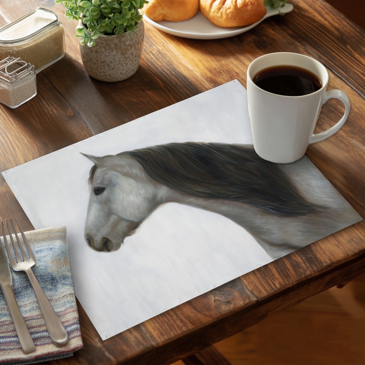 Picture of Begin Home Decor C4PP14183114Q8 14 x 18 in. Winter Horse Polyester Placemat - Stylish Home Decor Accessory - Set of 4