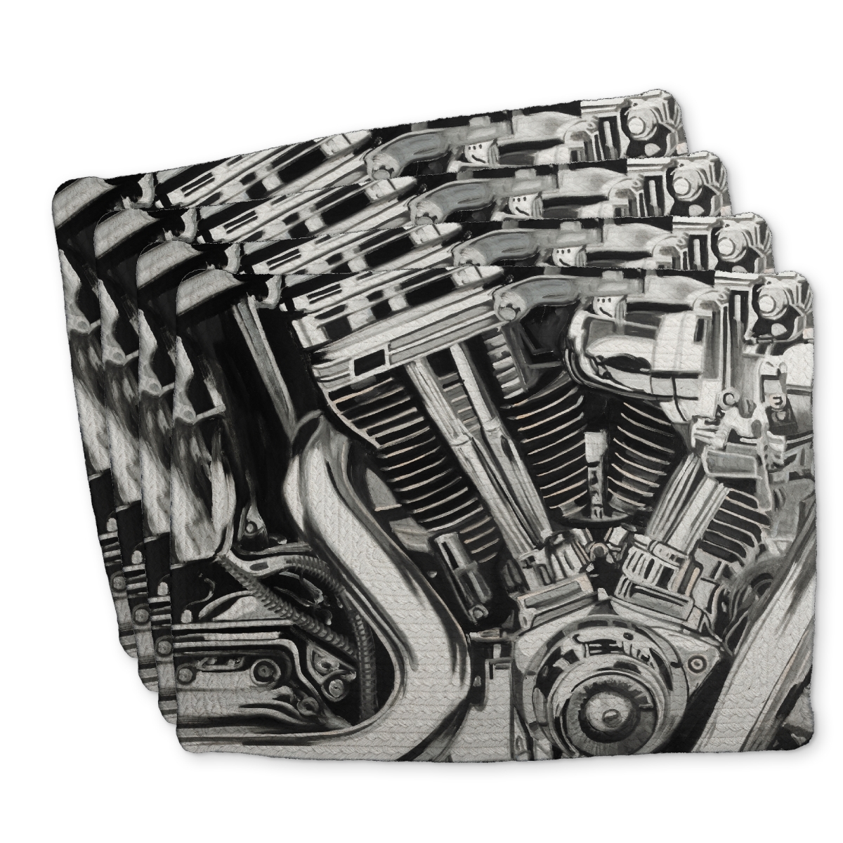 Picture of Begin Home Decor C4BP1418KIPW0H 14 x 18 in. Mechanism of a Motorcycle Braided Polyester Placemat - Home Decor - Set of 4