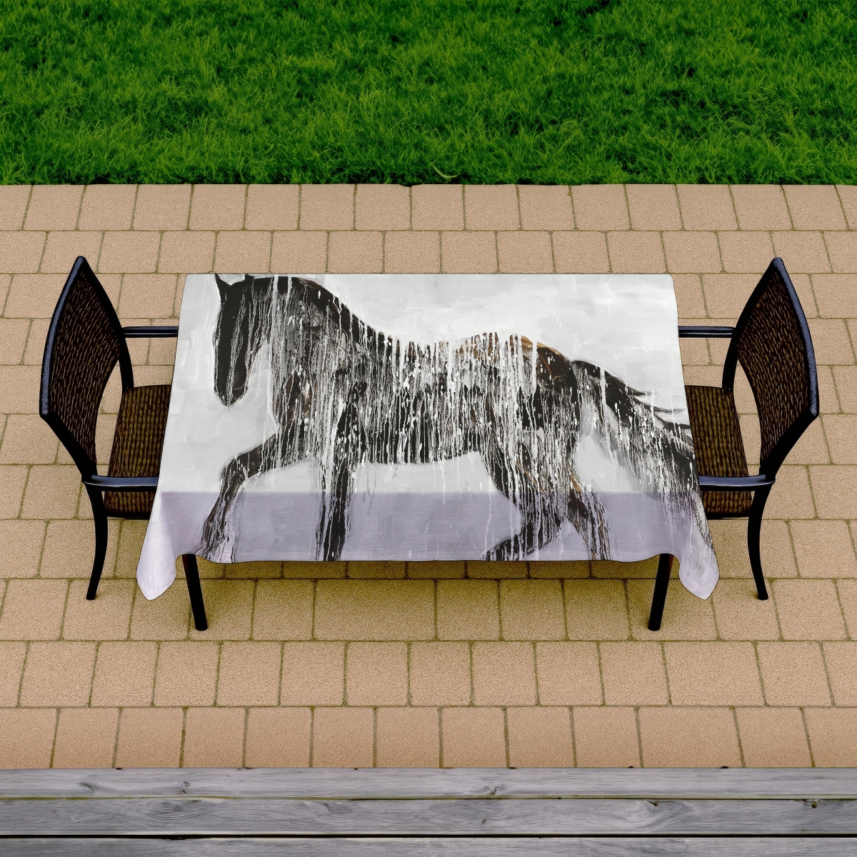 Picture of Begin Home Decor C1TCLRGEOEF0PH 58 x 102 in. Horse Brown Silhouette Tablecloth - Indoor & Outdoor Farm Decor