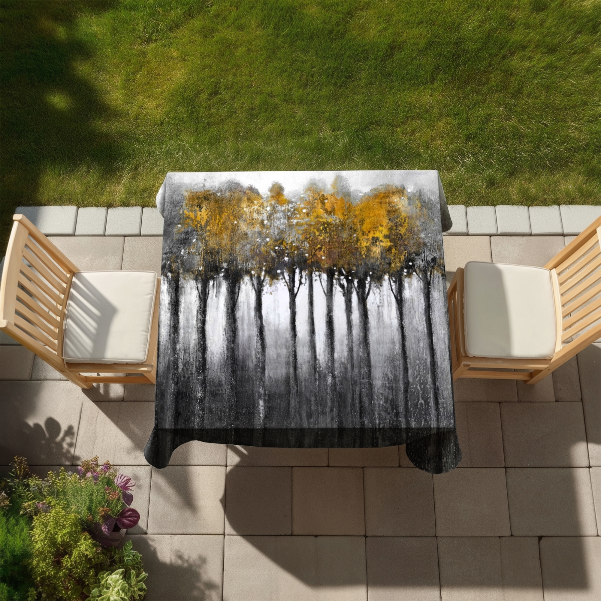 Picture of Begin Home Decor C1TC5858DXIJ1S 58 x 58 in. Illuminated Forest Gray Tablecloth - Indoor & Outdoor Decor