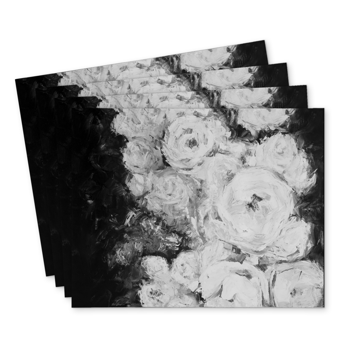 Picture of Begin Home Decor C4PP1418AZ3U7F 14 x 18 in. Monochrome Rose Garden Polyester Placemat for Home Decor - Set of 4