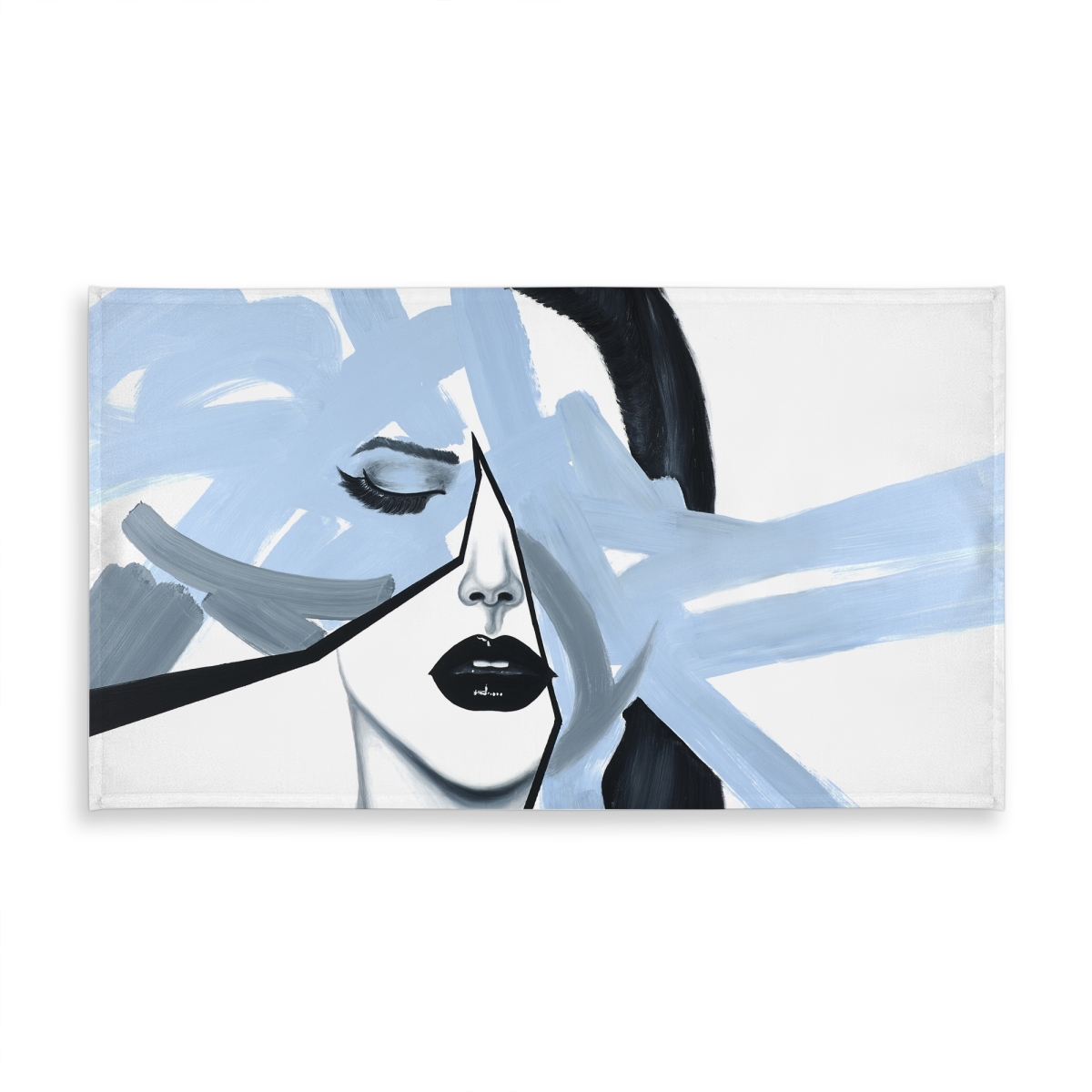Picture of Begin Home Decor C1TCLRGELBIBQD 58 x 102 in. Abstract Blue Woman Portrait Tablecloth - Indoor & Outdoor Decor
