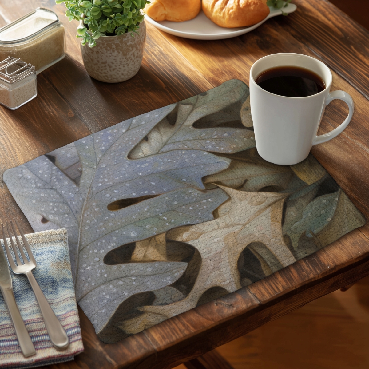 Picture of Begin Home Decor C4BP1418GXZMXR 14 x 18 in. Autumn Leaves Braided Polyester Placemat for Home Decor - Set of 4