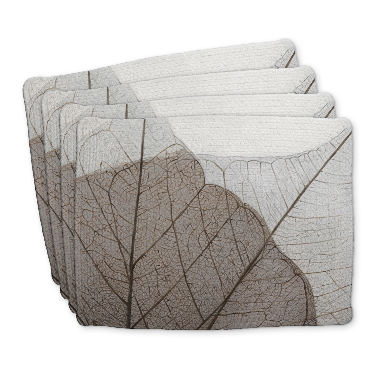 Picture of Begin Home Decor C4BP141875J6WK 14 x 18 in. Translucent Dried Leaves Braided Polyester Placemat - Home Decor - Set of 4