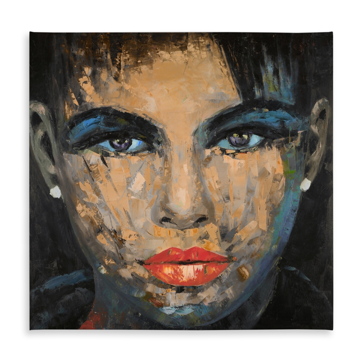 Picture of Begin Home Decor C1TC5858HYPWNO 58 x 58 in. Abstract Female Portrait Blue Tablecloth - Indoor & Outdoor Decor