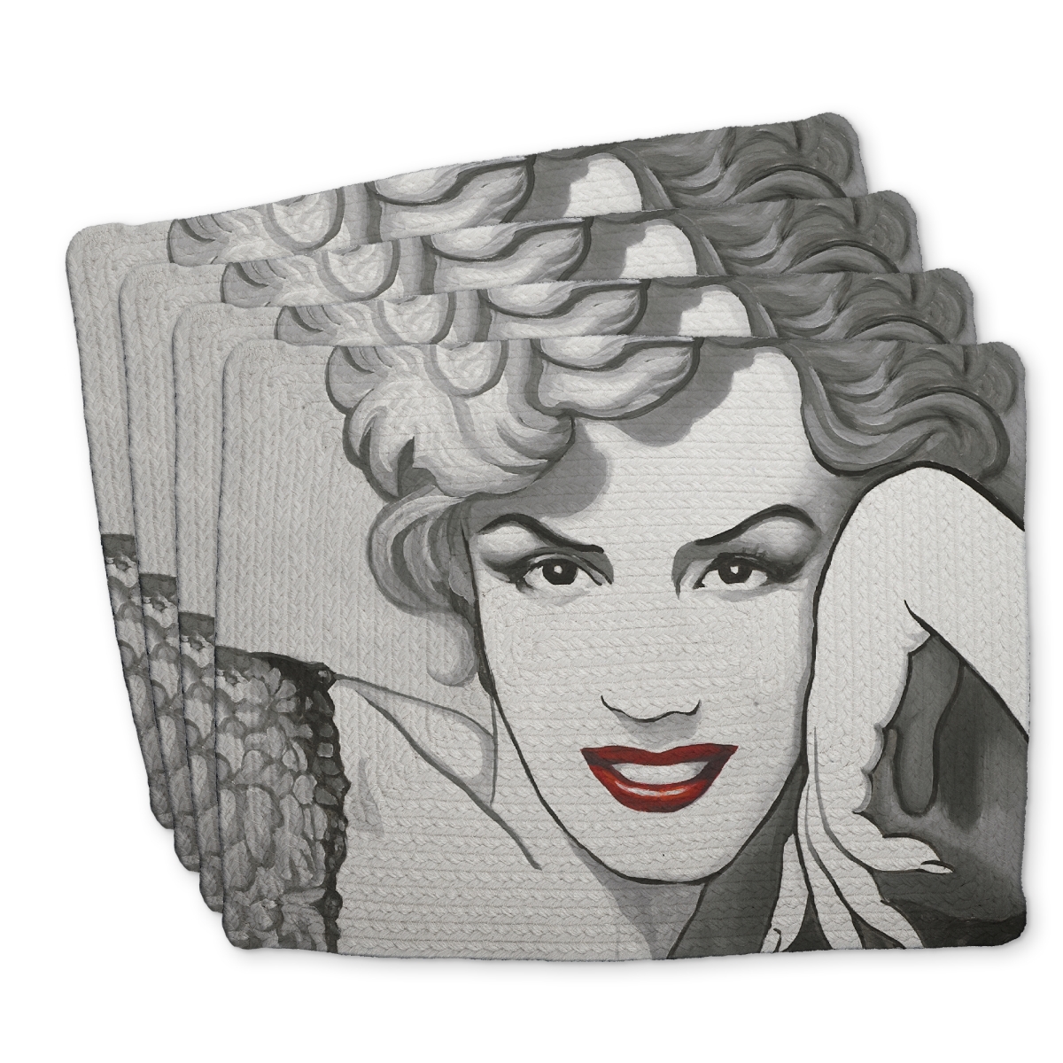 Picture of Begin Home Decor C4BP14187DPHNK 14 x 18 in. Vintage Style Marilyn Monroe Braided Polyester Placemats Set - Set of 4