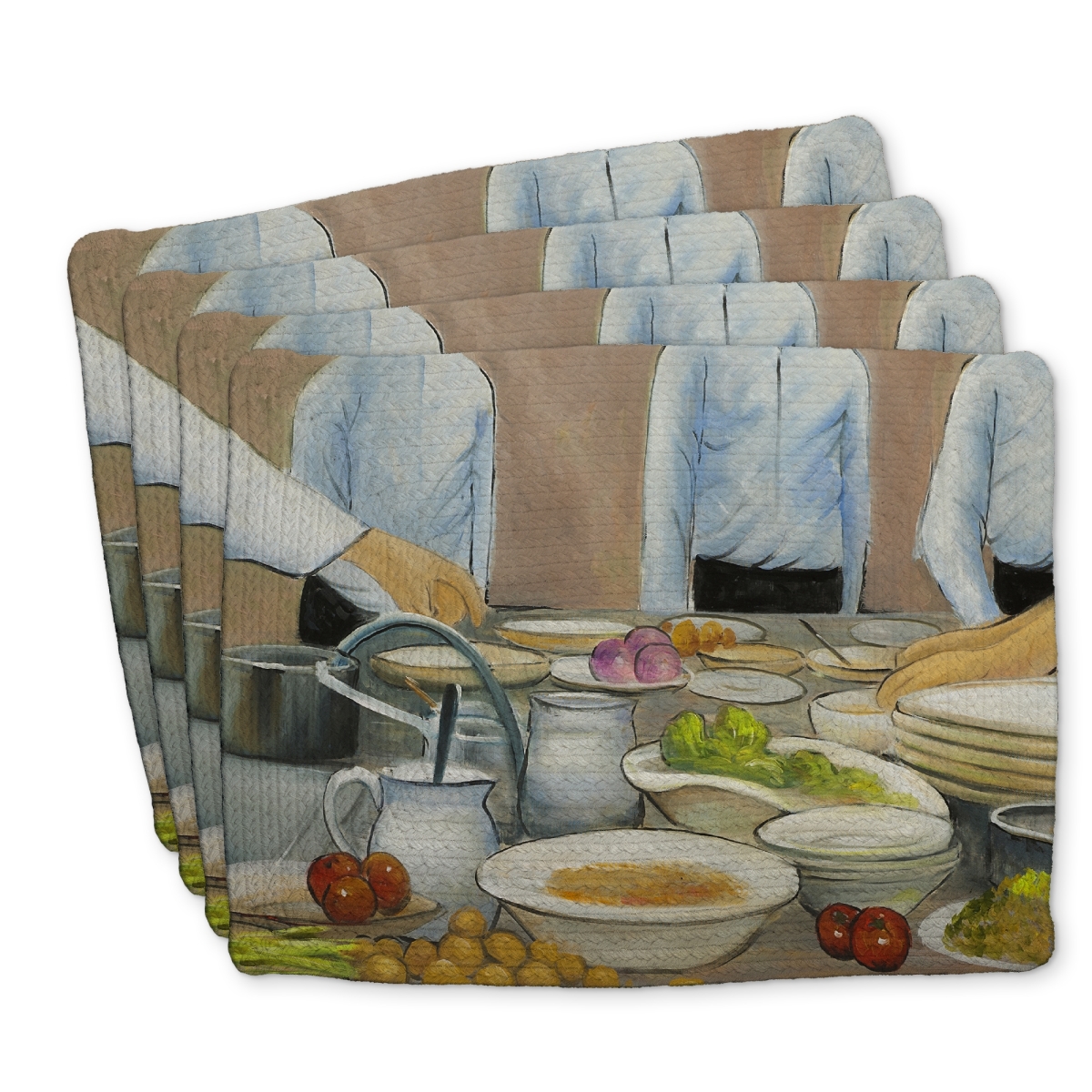 Picture of Begin Home Decor C4BP1418NLZLSX 14 x 18 in. Cook Chefs At Work Braided Polyester Placemat - Home Decor - Set of 4