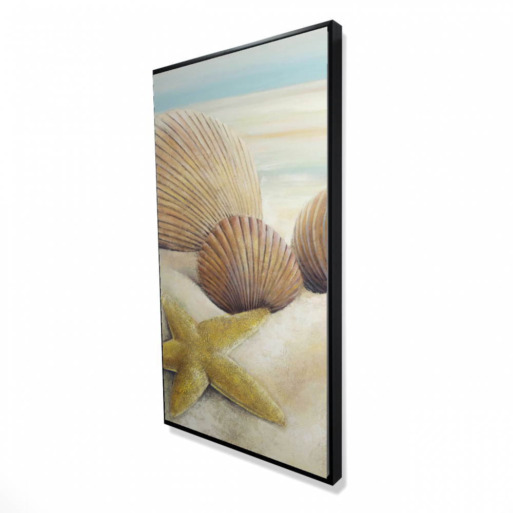 2081-4824-CO43 24 x 48 in. Starfish & Seashells Beach Canvas - Beige Coastal Decor