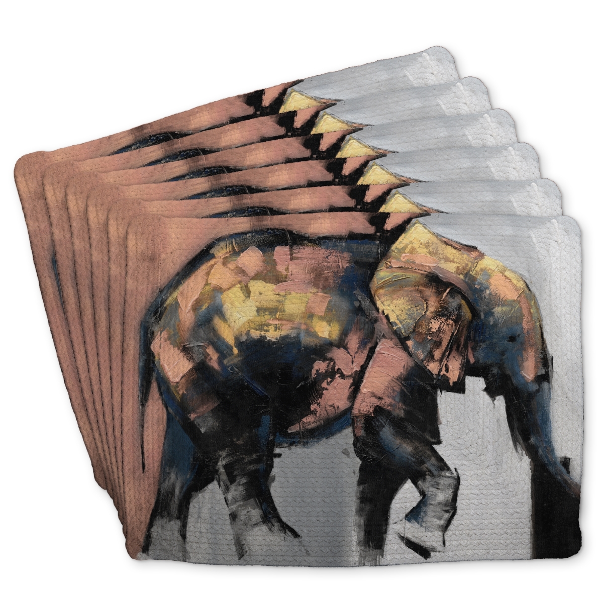 Picture of Begin Home Decor C6BP14187OIQ28 14 x 18 in. Beautiful Elephant - Braided Polyester Placemat for Home Decor - Set of 6