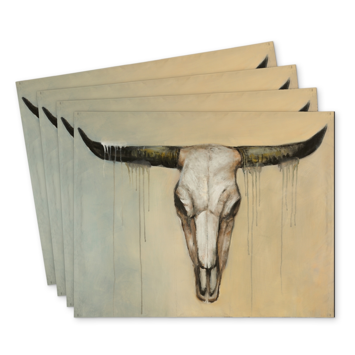Picture of Begin Home Decor C4PP14183GKX25 14 x 18 in. Bull Skull Polyester Placemat - Unique Home Decor Accent - Set of 4
