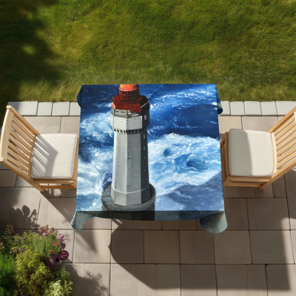 Picture of Begin Home Decor C1TC5858ADJL55 58 x 58 in. Headlight of Jument Tablecloth - Hyperrealist Home Decor