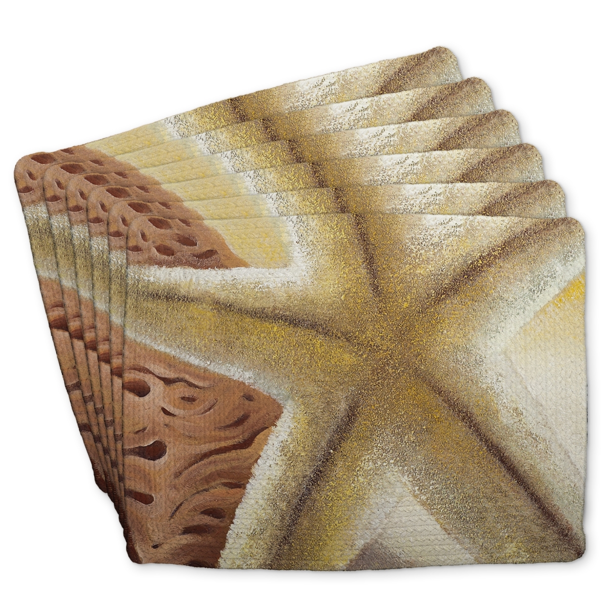 Picture of Begin Home Decor C6BP14183YSFLR 14 x 18 in. Starfish & Seashells Braided Polyester Placemat - Home Decor - Set of 6
