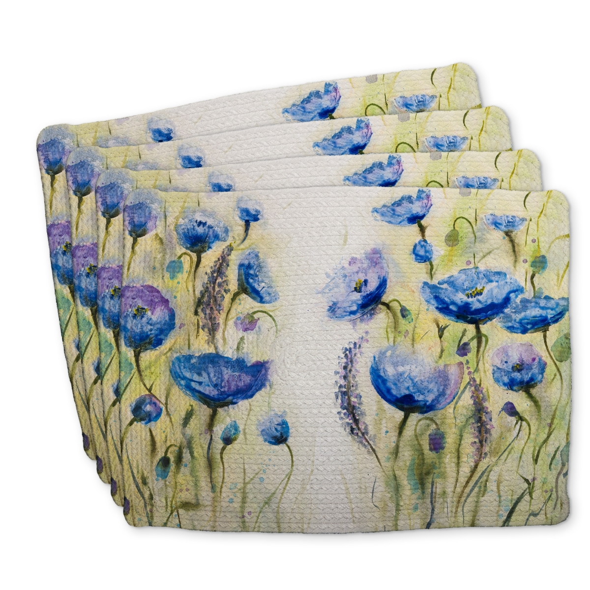 Picture of Begin Home Decor C4BP1418TJLQU9 14 x 18 in. Blue Garden Braided Polyester Placemat - Home Decor Accent - Set of 4