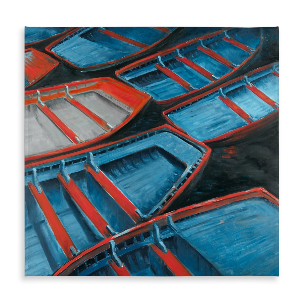 Picture of Begin Home Decor C1TC5858YO11ZE 58 x 58 in. Marine Blue Boat Tablecloth - Small Canoes Design - Home Decor