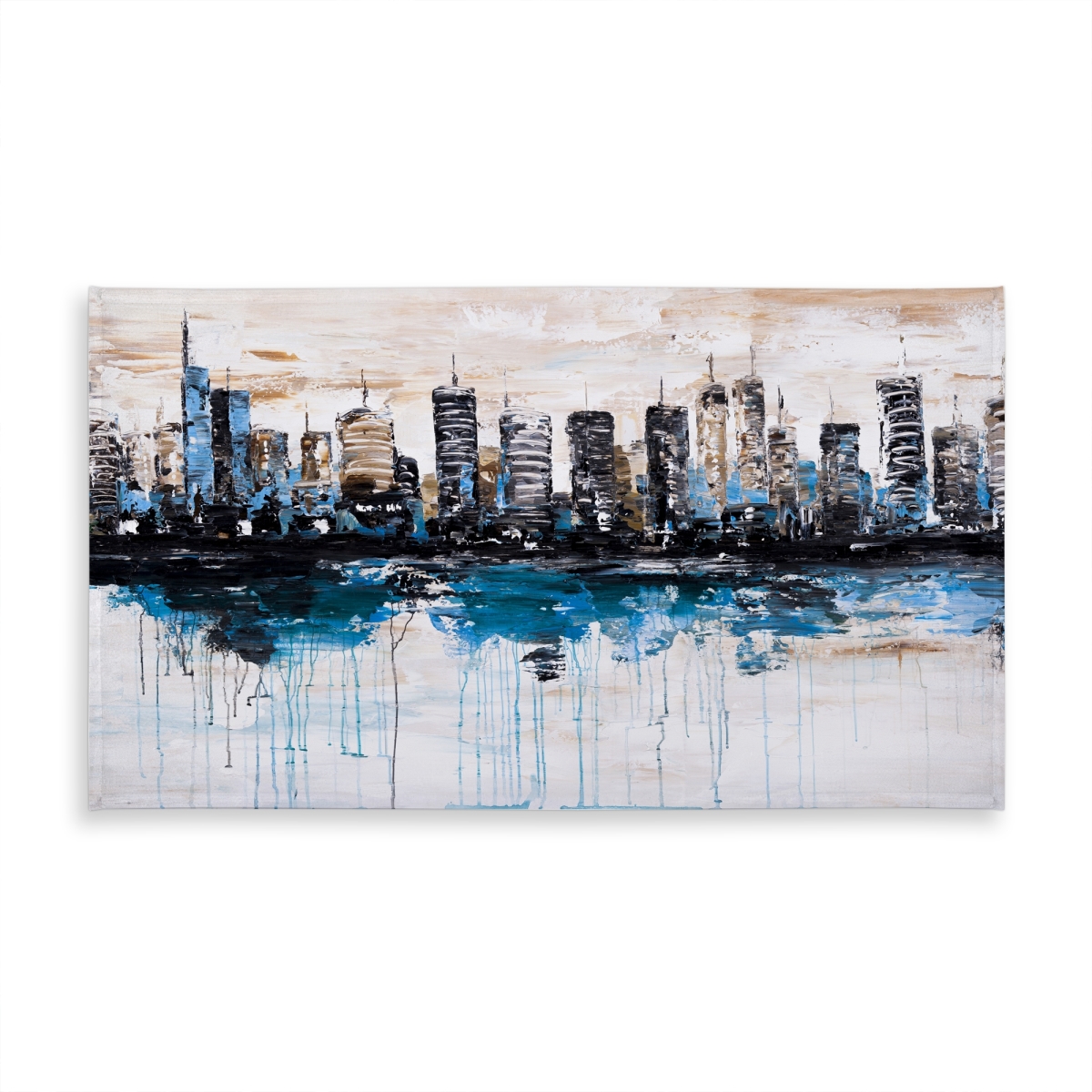 Picture of Begin Home Decor C1TCLRGESHSUSF 58 x 102 in. Abstract City Blue Tablecloth - Indoor & Outdoor Home Decor