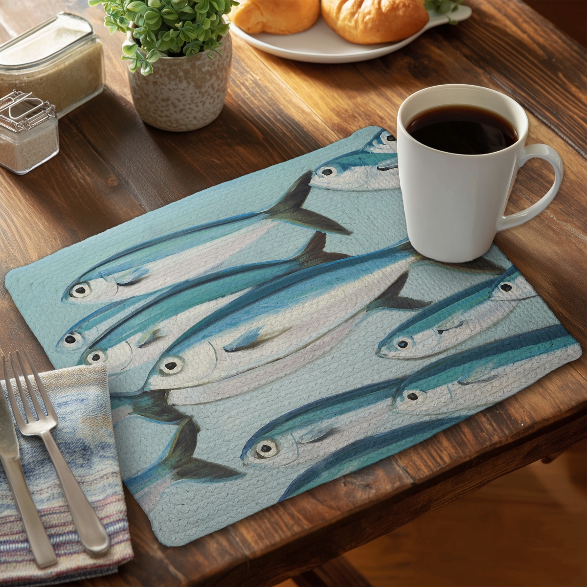 Picture of Begin Home Decor C6BP14180GDTXX 14 x 18 in. Small Fish of Caesio Caerulaurea - Braided Polyester Placemat - Set of 6