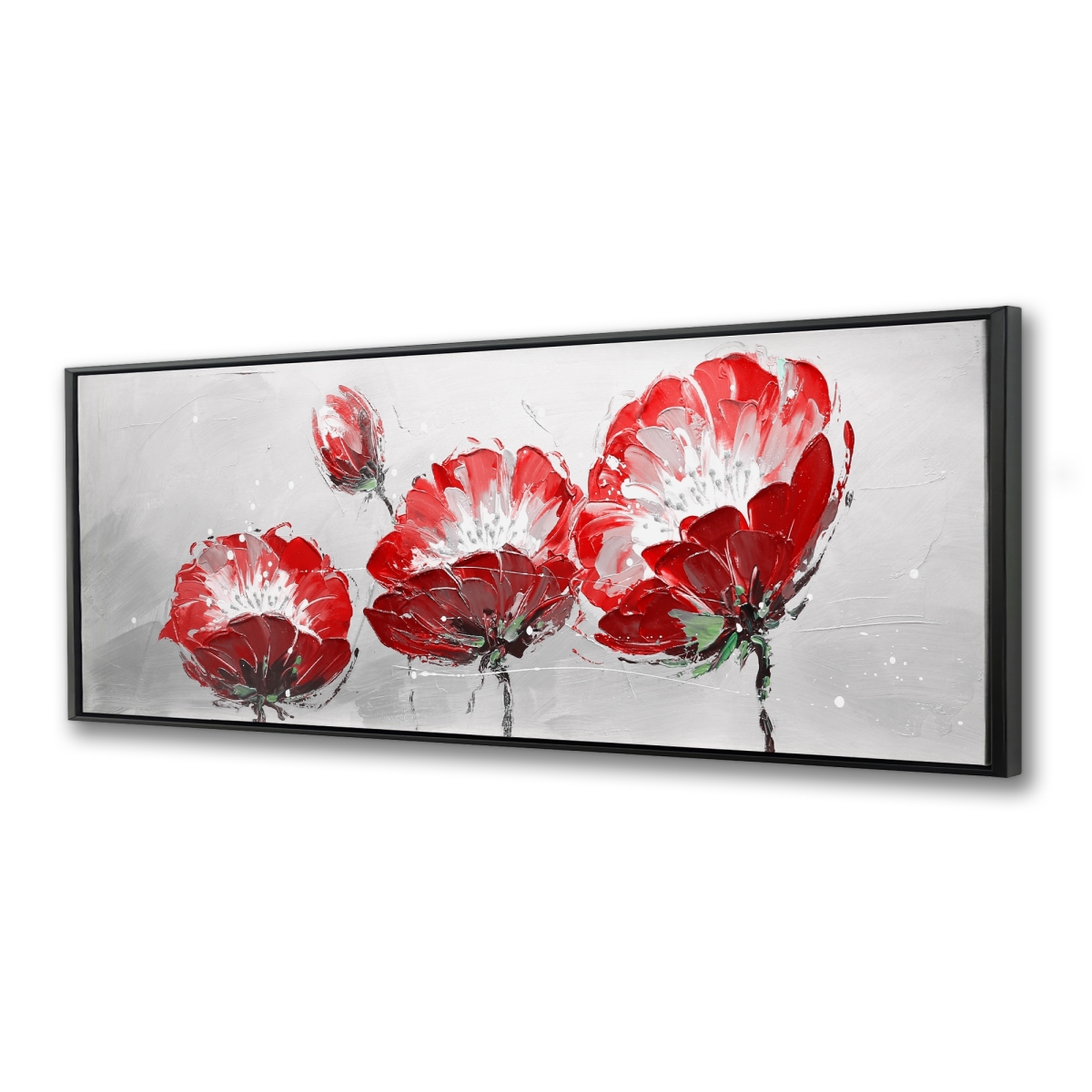 C1FC2060TQSFUX 20 x 60 in. Wild Flowers on Gray Background - Beige Framed Canvas Decor