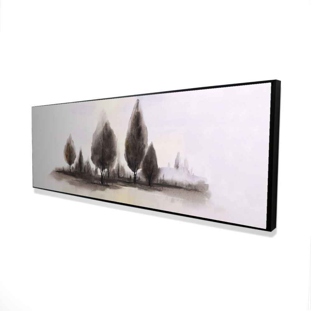 2081-1648-LA100 16 x 48 in. Illustrative Landscapes Blue Framed Canvas - Trees Home Decor
