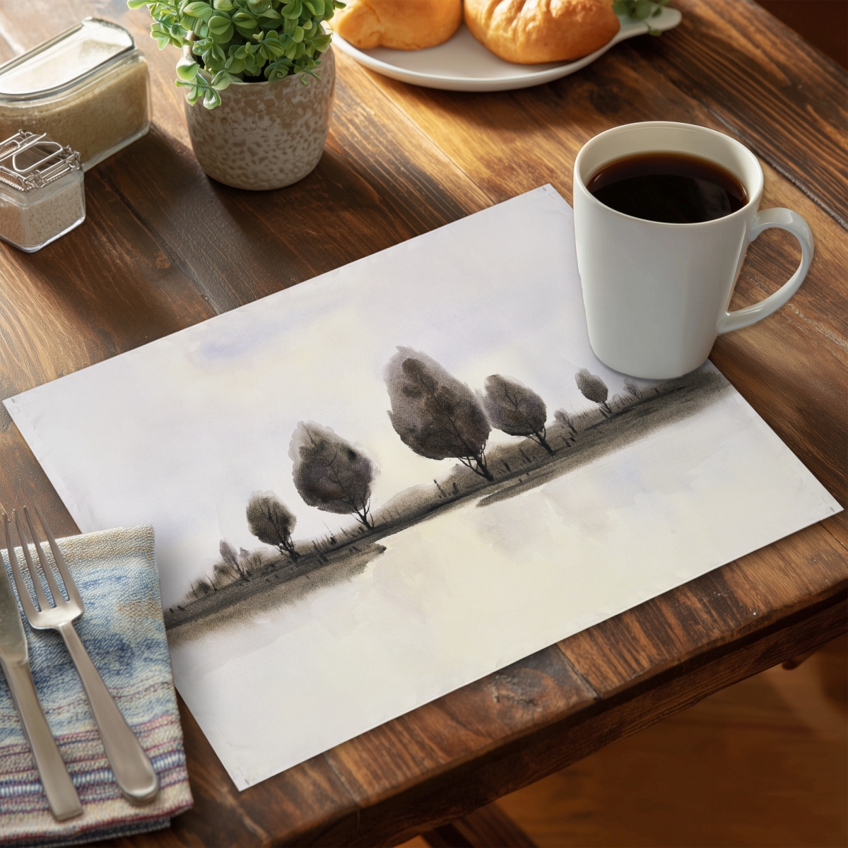 Picture of Begin Home Decor C4PP1418SUZ1CP 14 x 18 in. Abstract Landscape of Trees - Polyester Placemat for Home Decor - Set of 4