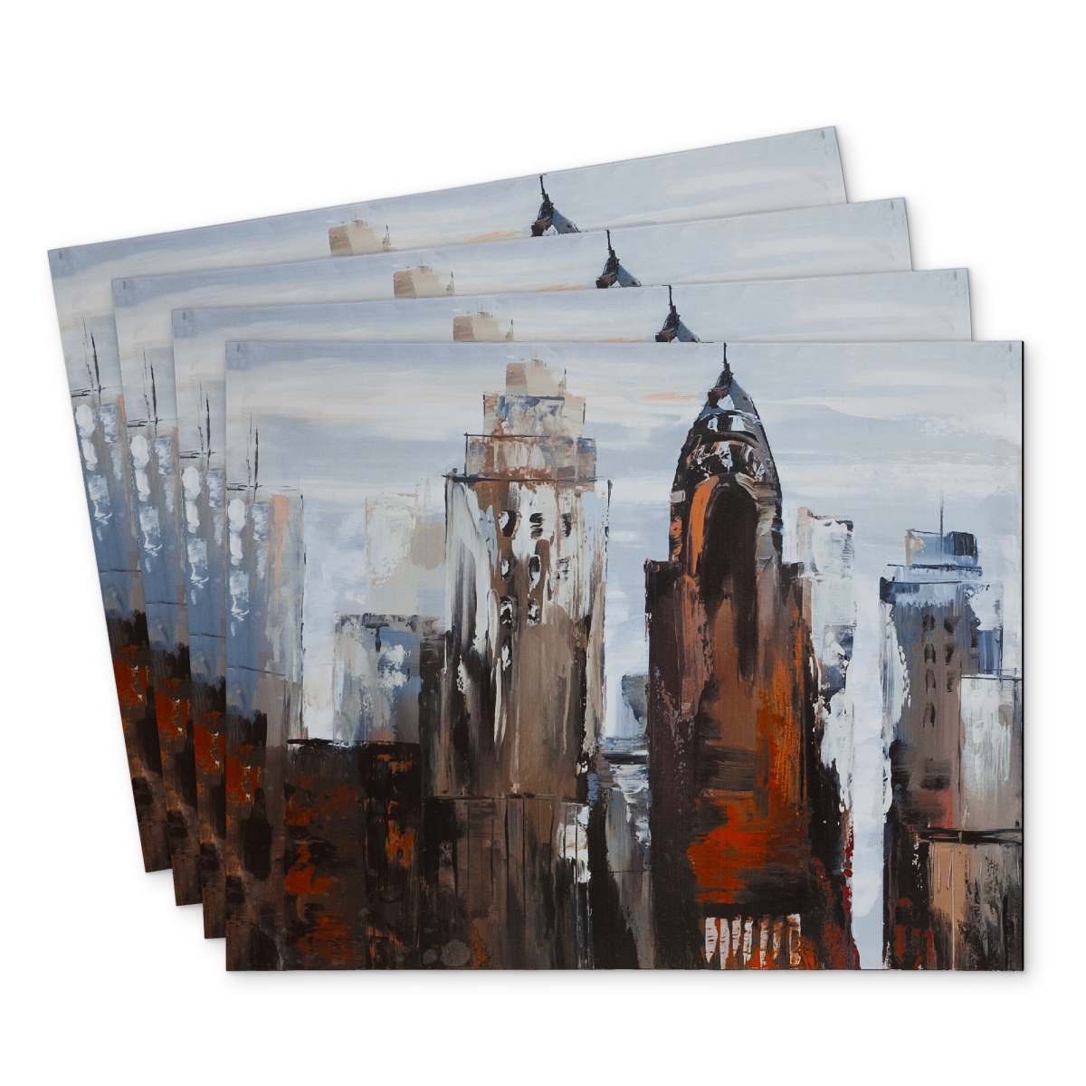 Picture of Begin Home Decor C4PP1418AA1ETE 14 x 18 in. Gray Day in the City Polyester Placemat - Home Decor Accent - Set of 4
