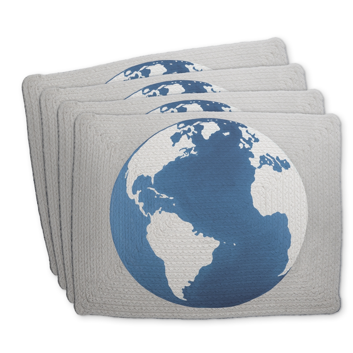 Picture of Begin Home Decor C4BP14180HPU8W 14 x 18 in. The Earth Braided Polyester Placemat - Stylish Home Decor - Set of 4