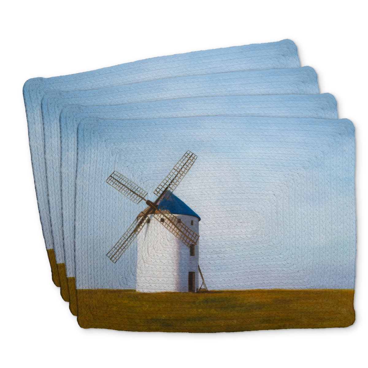 Picture of Begin Home Decor C4BP141869VXQP 14 x 18 in. Big Windmill - Braided Polyester Placemat for Home Decor - Set of 4