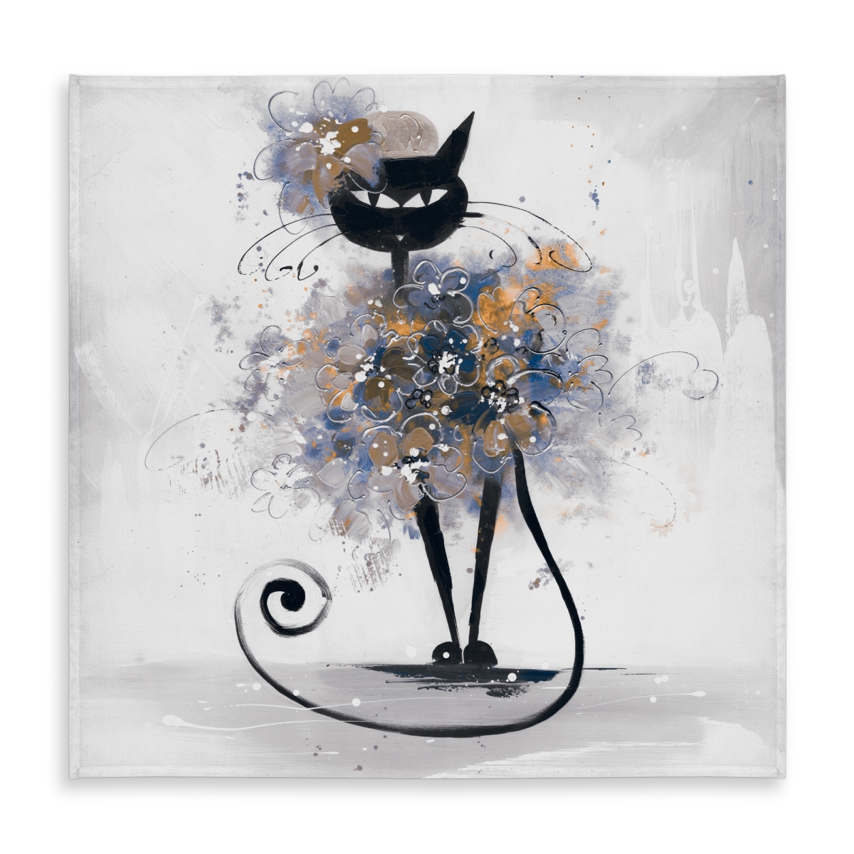 Picture of Begin Home Decor C1TC5858T7EV20 58 x 58 in. Cartoon Black Cat Tablecloth - Indoor & Outdoor Pet Decor