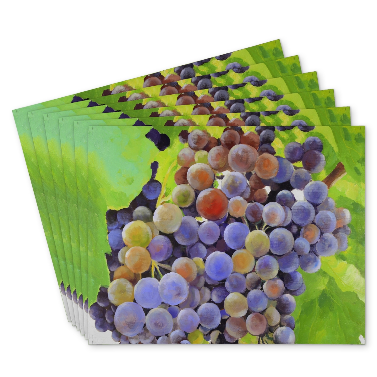 Picture of Begin Home Decor C6PP1418GZME86 14 x 18 in. Bunch of Grapes Polyester Placemat for Home Decor - Stylish - Set of 6