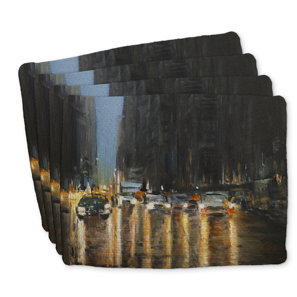 Picture of Begin Home Decor C4BP1418VAEAIC 14 x 18 in. Evening in the Streets of   York City - Braided Polyester Placemat - Set of 4