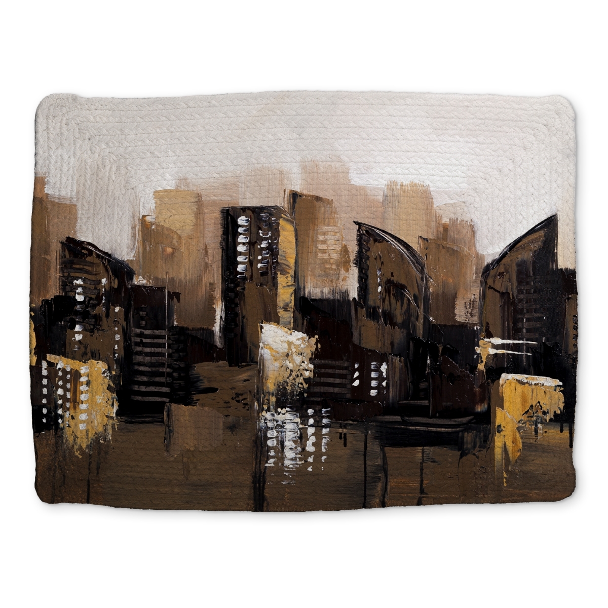 Picture of Begin Home Decor CBPM1418VW3D9Q 14 x 18 in. Brown Abstract Cityscape Braided Placemat - Home Decor