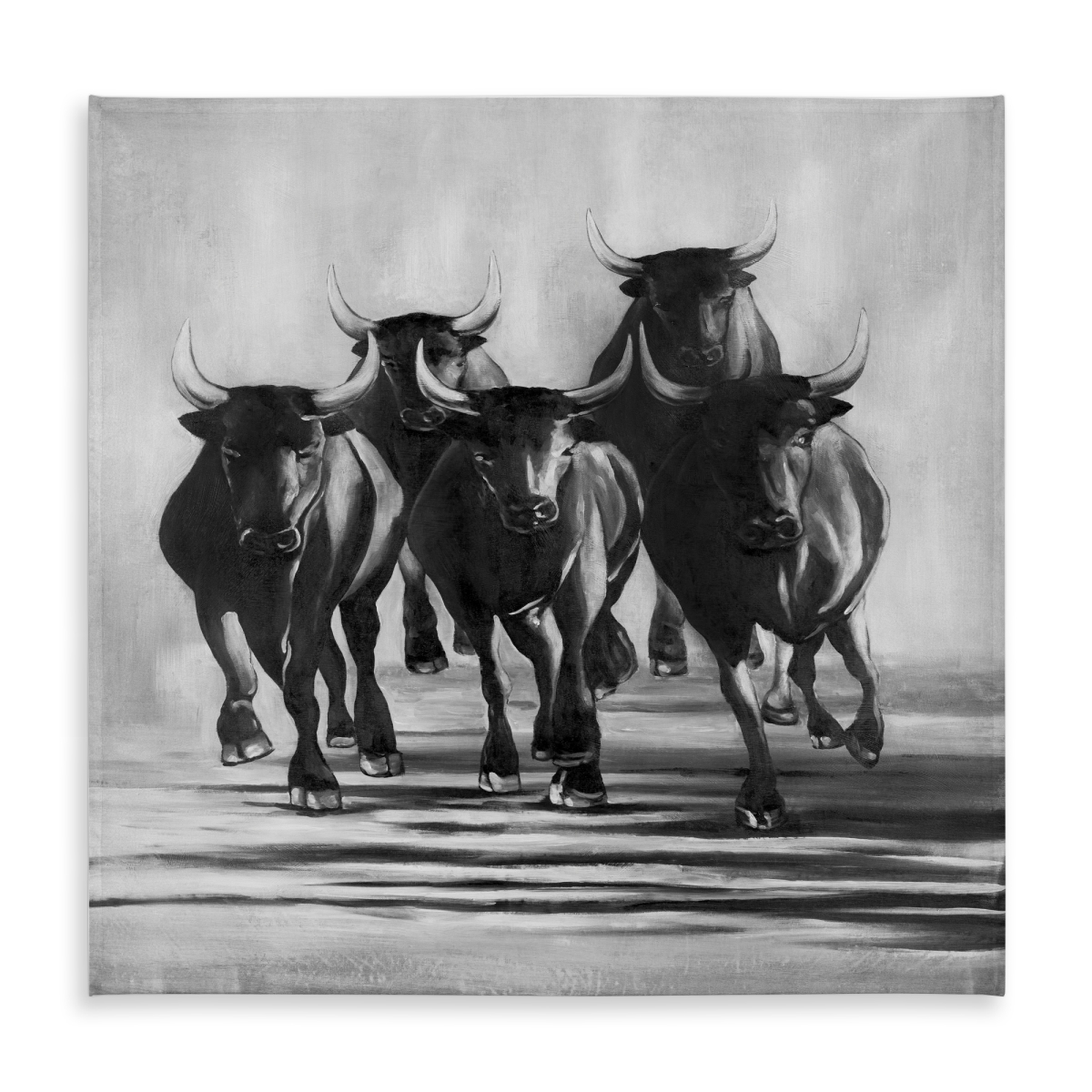 Picture of Begin Home Decor C1TC58587IMTBD 58 x 58 in. Monochrome Tablecloth - Group of Bulls At Galops - Home Decor