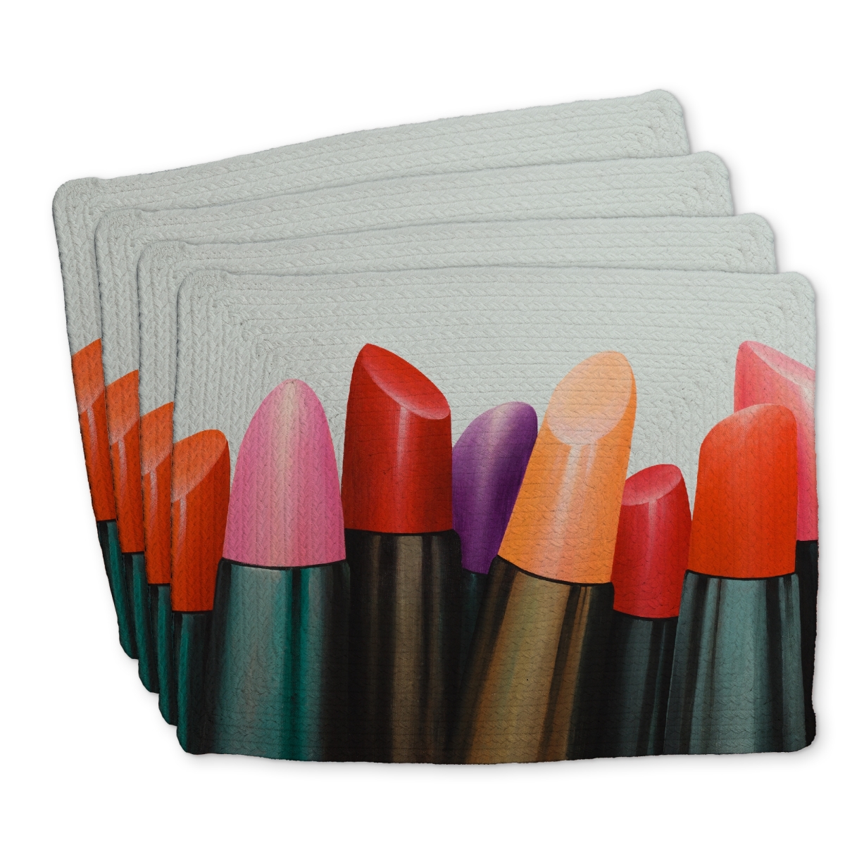 Picture of Begin Home Decor C4BP1418RWVWSA 14 x 18 in. Lipstick Collection - Braided Polyester Placemat for Home Decor - Set of 4